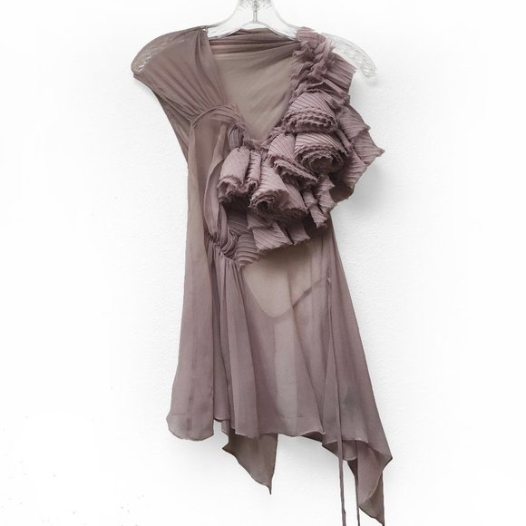 bebe Tops - Mauve pale rose sheer mesh romantic flower top